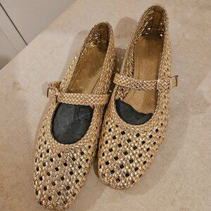 Zara Strap Ballet Flats Gold Size EUR 40